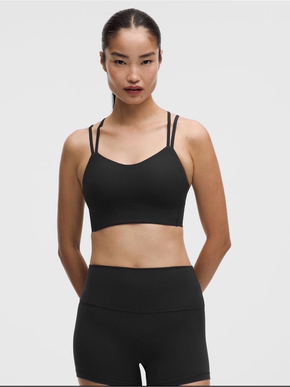 lululemon athletica Like a Cloud Ribbed Longline Sports Bra - black, B/C cup